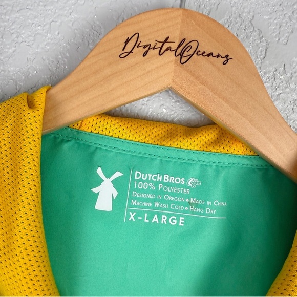 Dutch Bros Packable Mint Green Retro Hooded Windbreaker XL - Unisex, 1/2 Zip - Picture 12 of 13